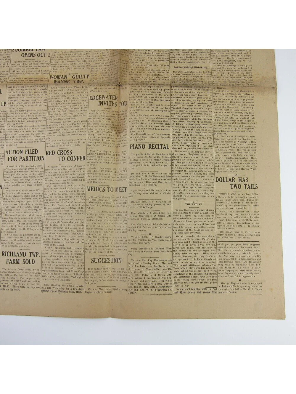 The Ansonian Newspaper Ansonia Darke County Ohio Thursday Sep 1928 Antique RARE